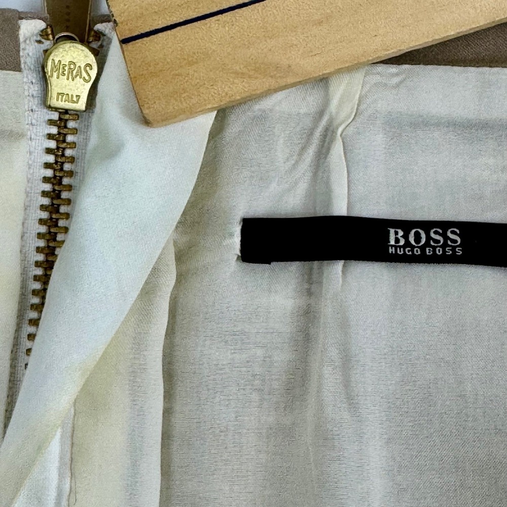 Hugo Boss Beige Textured Pencil Skirt Woven Boucle tweed style 4 - Picture 8 of 16